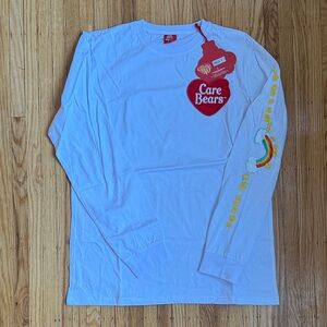 Cakeworthy Care Bears White Long Sleeve Shirt with Rainbow Sleeve